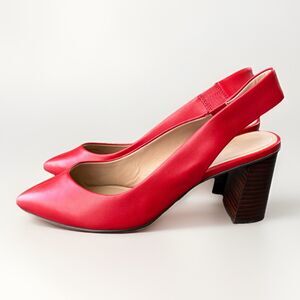 Banana Republic Red Leather Slingback Heels Size 8.5 Shoes